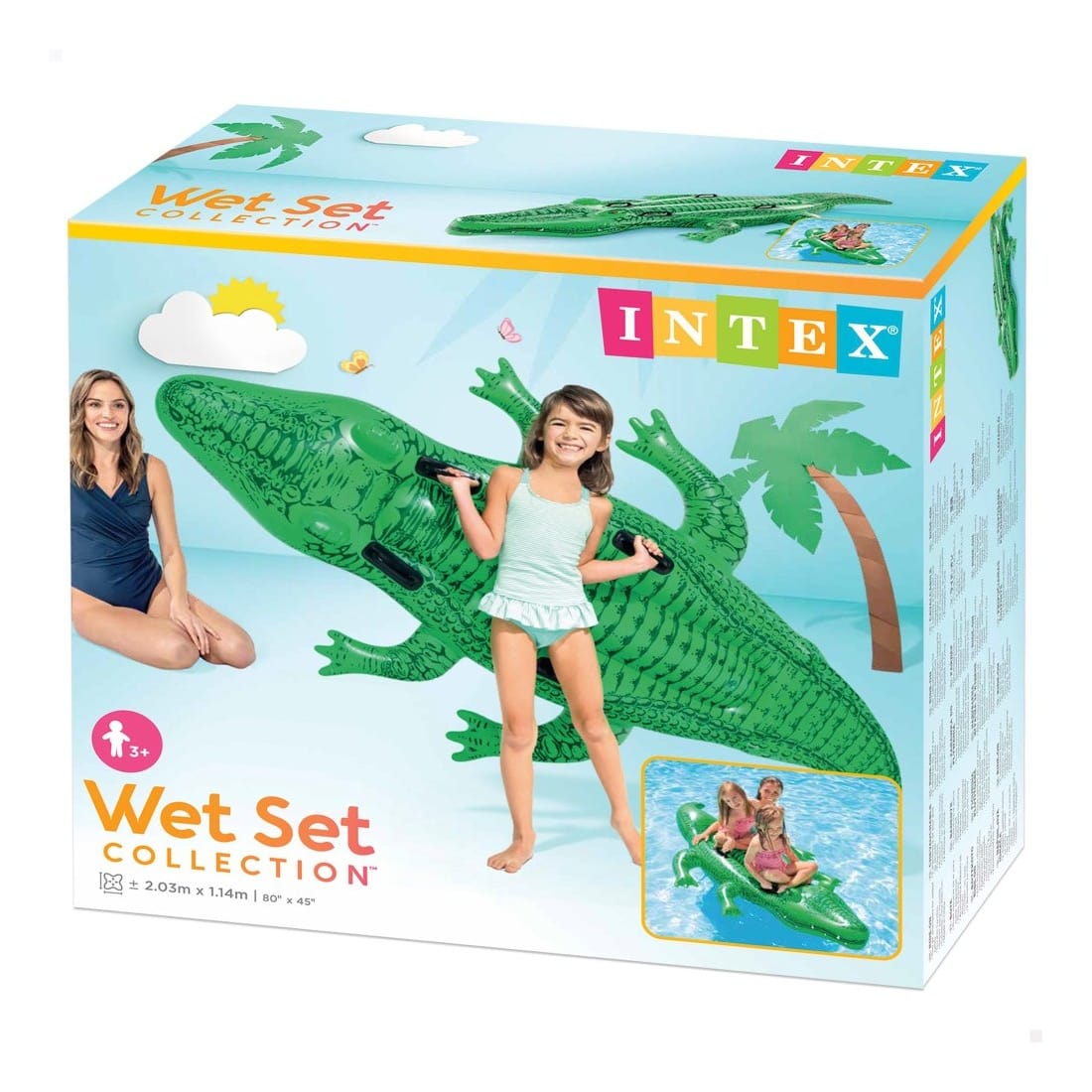 Flotador Inflable Montable INTEX Cocodrilo con 4 Asas, 203 X 114 Cm