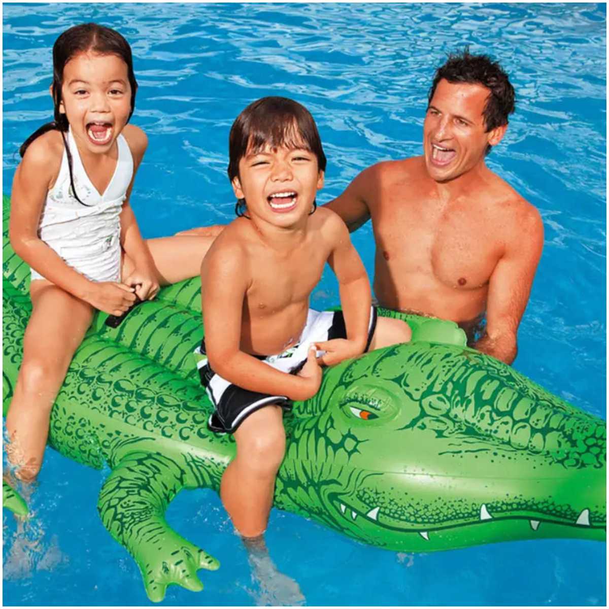 Flotador Inflable Montable INTEX Cocodrilo con 4 Asas, 203 X 114 Cm