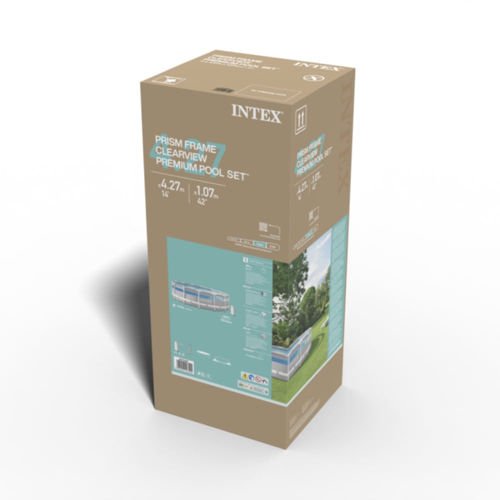Piscina Estructural Redonda Prism Frame Clearview 427 x 107 cm, 12.706L, con Bomba de Filtro