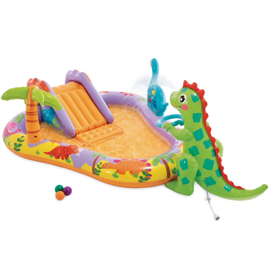 Piscina Centro de Juegos Acuático Inflable INTEX Dino Park con Tobogán