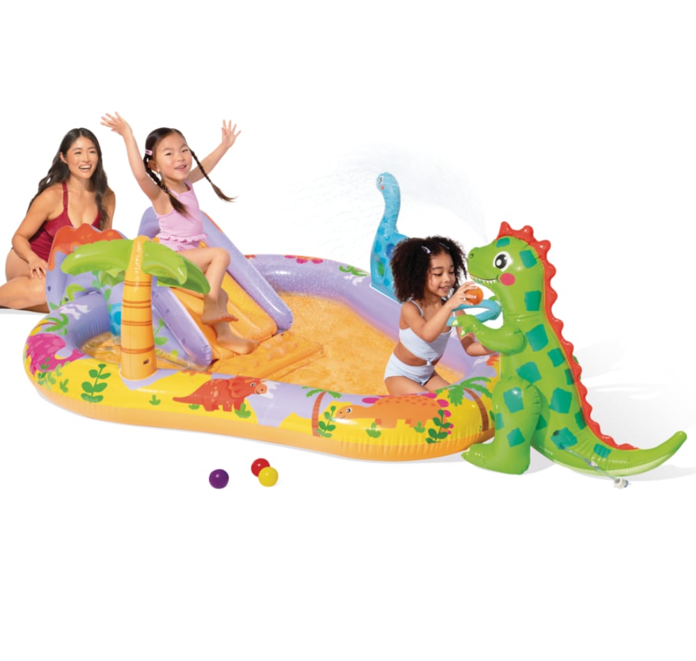 Piscina Centro de Juegos Acuático Inflable INTEX Dino Park con Tobogán