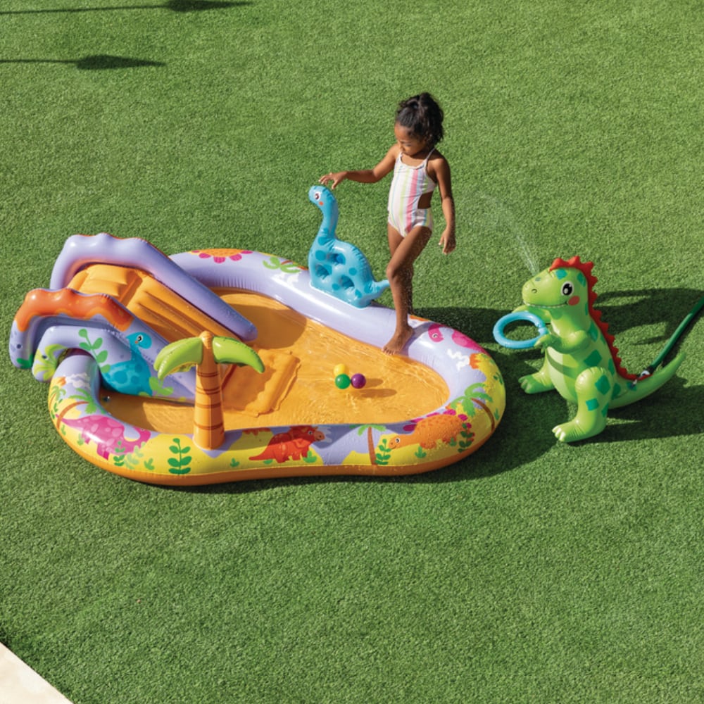 Piscina Centro de Juegos Acuático Inflable INTEX Dino Park con Tobogán