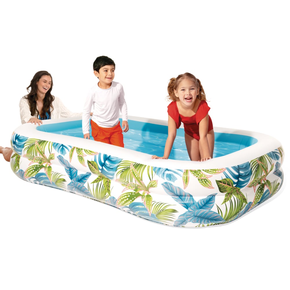 Piscina Inflable Tropical con Estampado de Hojas y Tapón de Desagüe 229 x152 cm, 600L