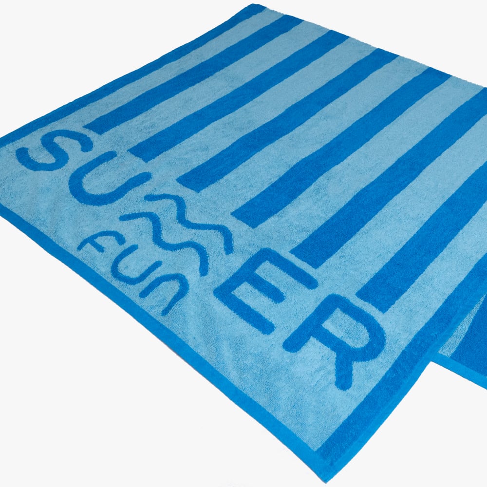 Toalla de Playa Stripes SUMMER FUN 90x180 cm Celeste