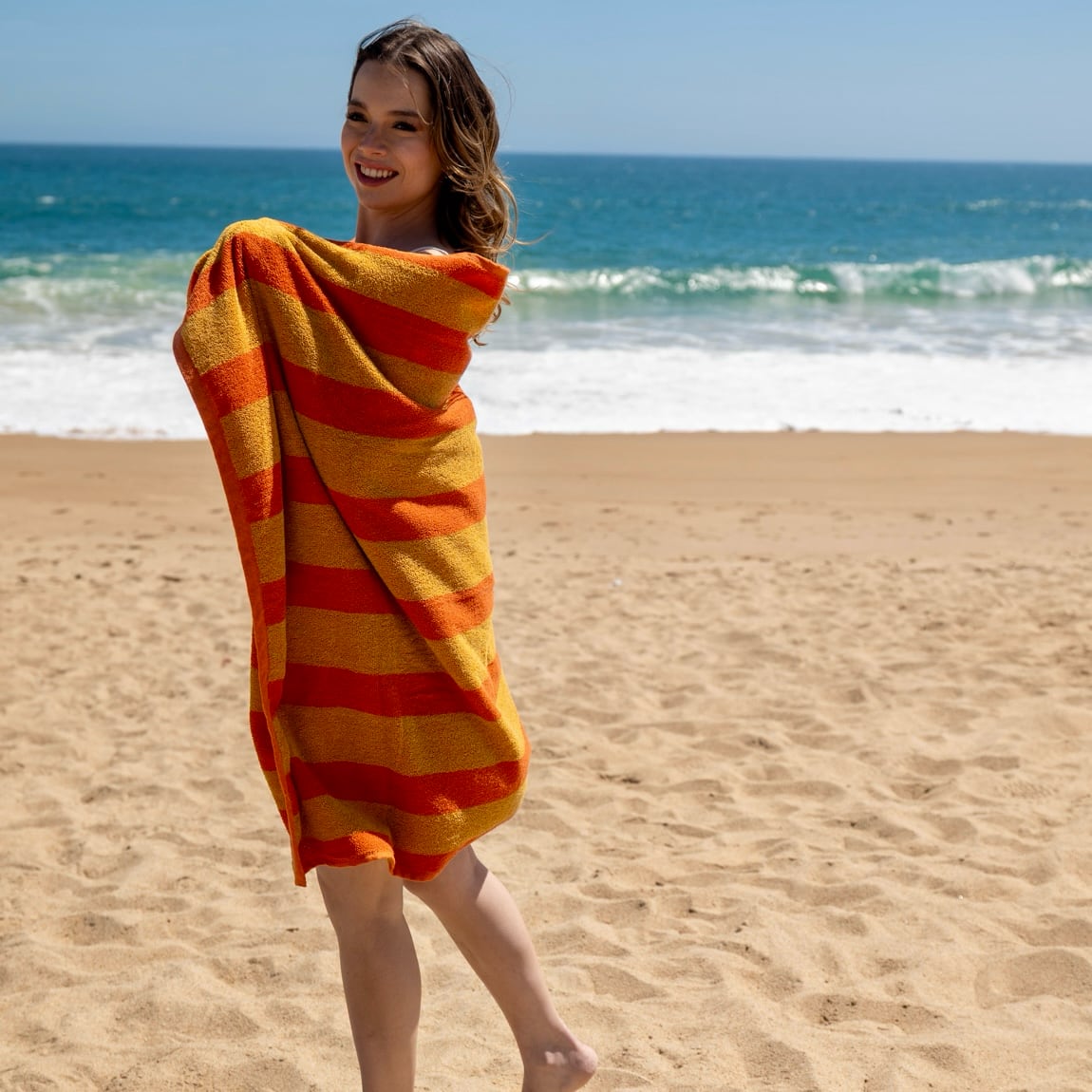 Toalla de Playa Stripes SUMMER FUN 90x180 cm Naranja