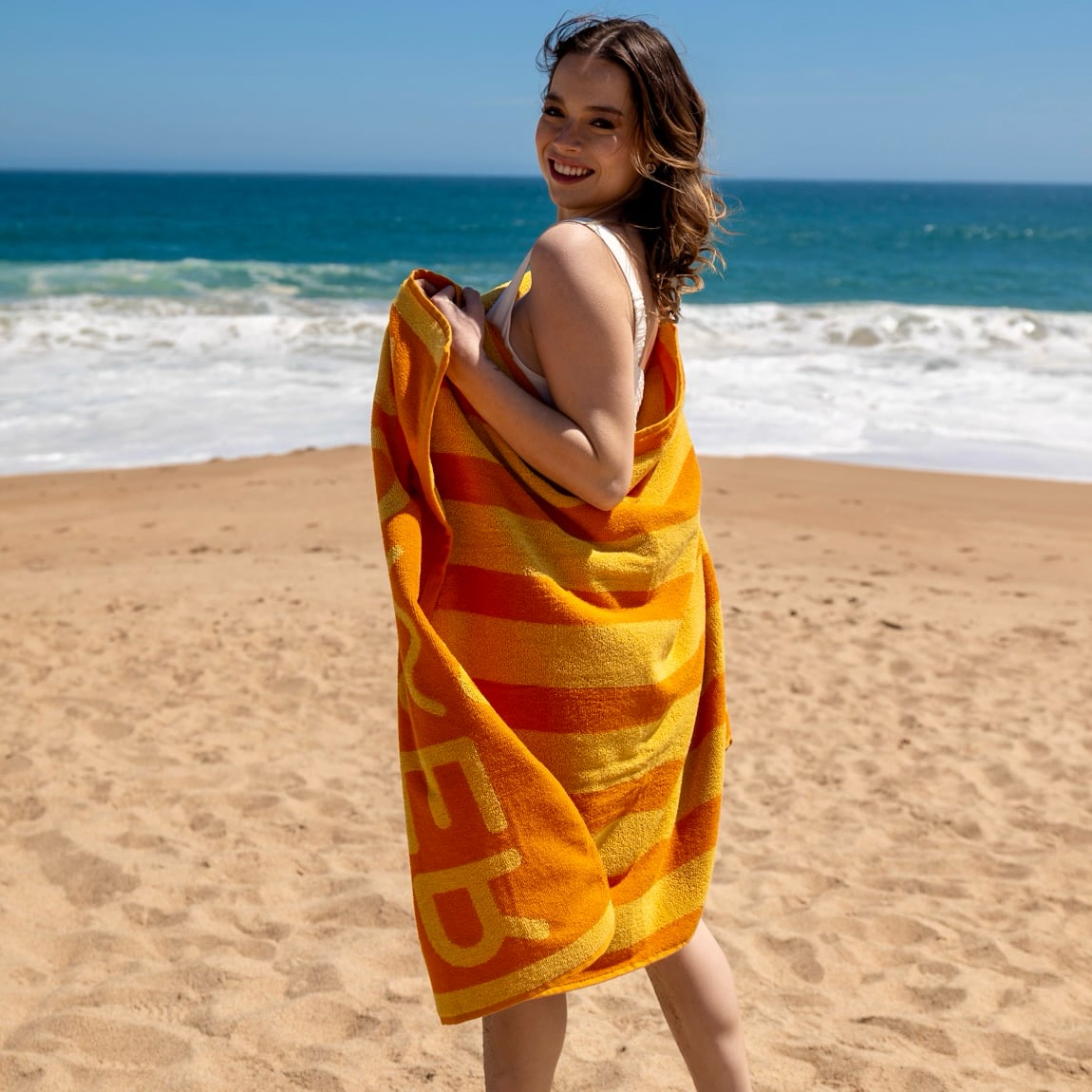 Toalla de Playa Stripes SUMMER FUN 90x180 cm Amarilla