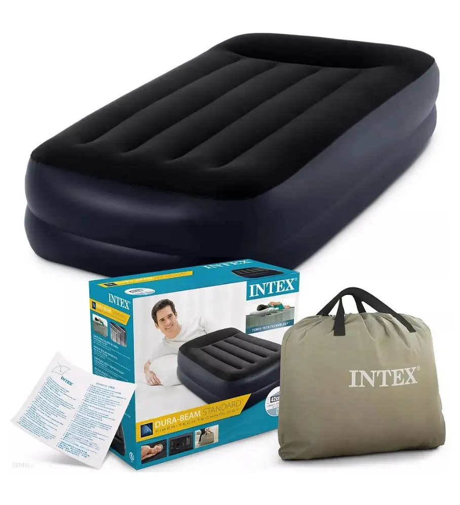 Colchón Inflable INTEX Twin 1 Plaza Pillow Rest Dura-Beam con Inflador Eléctrico
