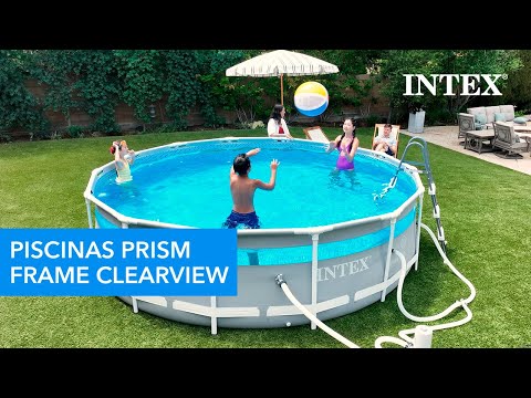 Piscina desmontable redonda INTEX Prism Frame Clearview Ventana panorámica 488 x 122cm, 19.156L