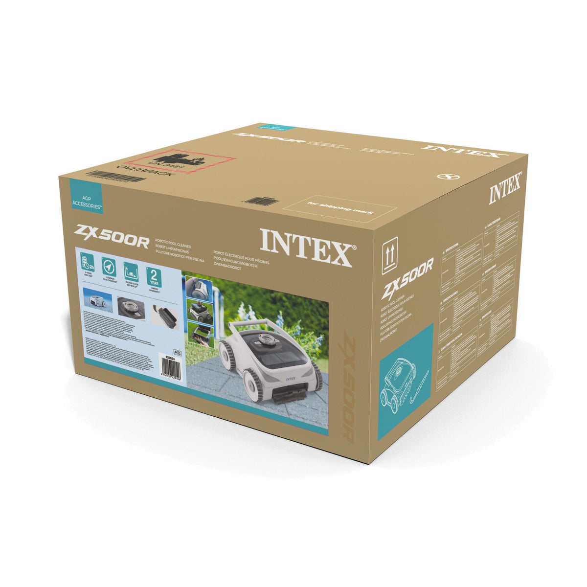 Robot Limpiafondos INTEX ZX500R Inalámbrico para Piscinas Estructurales y Enterradas - caja