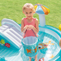 Centro de Juegos Inflable INTEX Gator con Tobogán y Pulverizador 201 x 170 x 84 cm - en uso 7