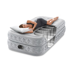 Colchón Inflable Eléctrico INTEX 1,5 Plazas Supreme Air-Flow con Fiber-Tech 99x191x51 cm - en uso