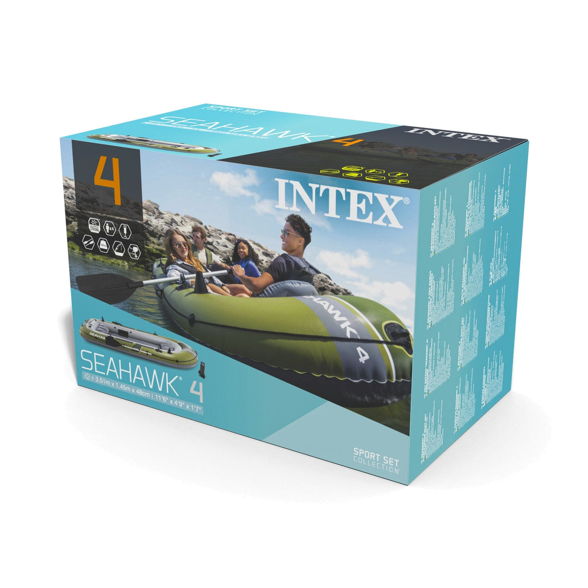 Bote Inflable INTEX Seahawk 4 con Remos y Bomba 351 x 145 x 48 cm - caja 8