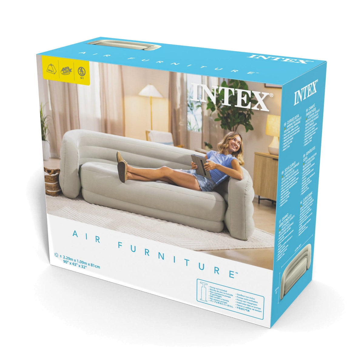 Sofá Inflable Curvo INTEX 3 Plazas Beige 229 x 109 x 81 cm - caja