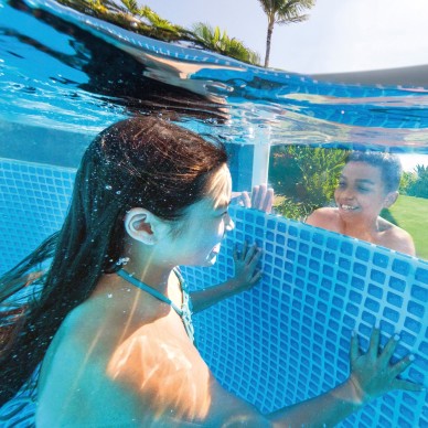 Piscina desmontable redonda INTEX Prism Frame Clearview Ventana panorámica 488 x 122cm, 19.156L
