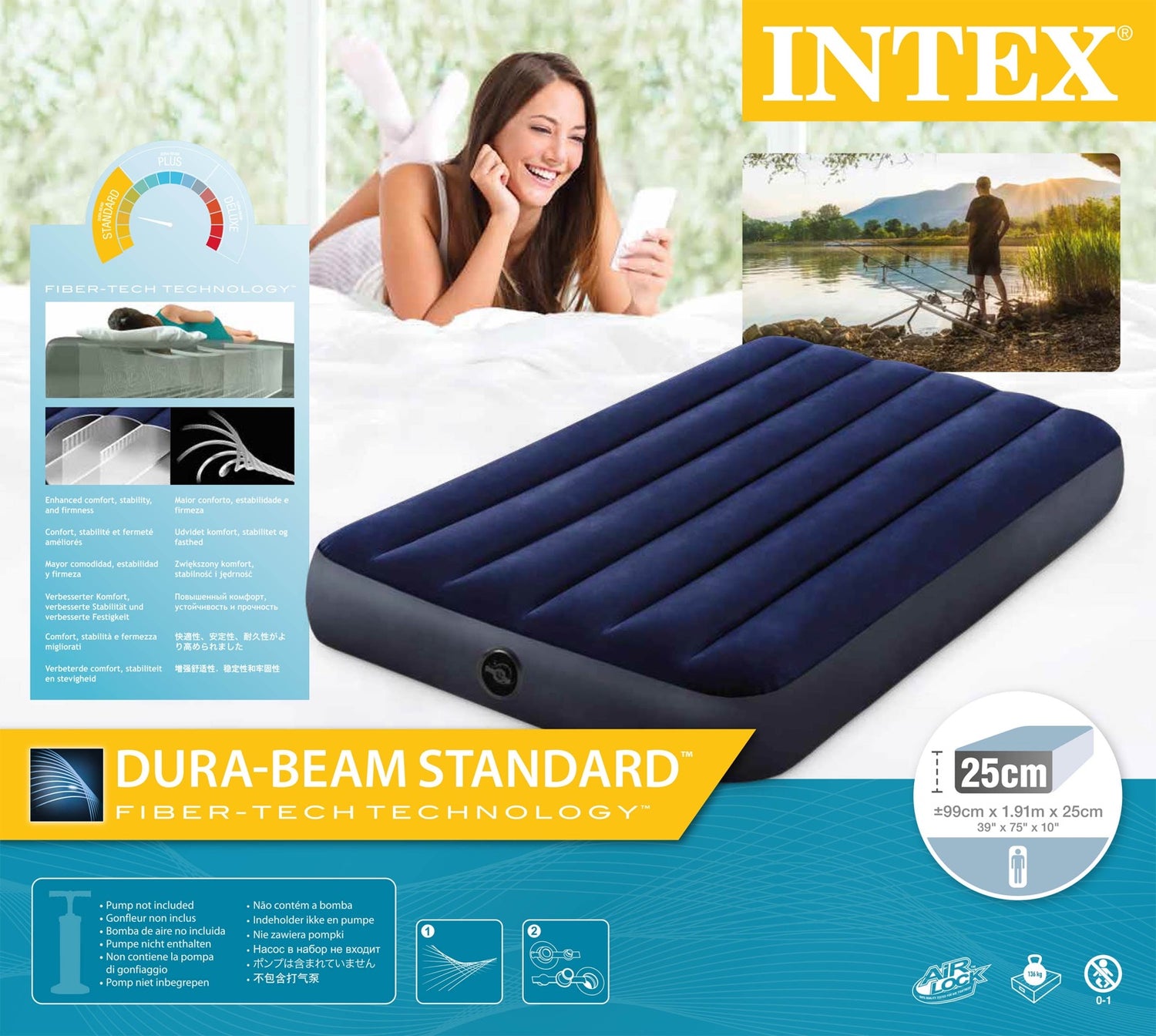 Colchón Inflable INTEX 1 Plaza Classic Downy 99x191x25 cm