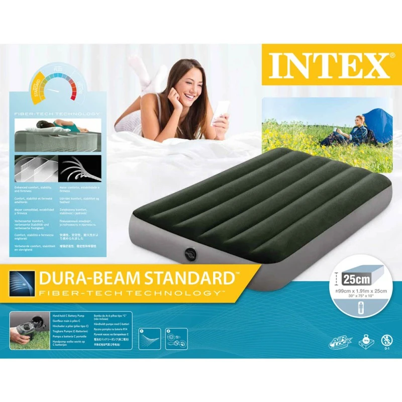Colchón Inflable con Inflador a Pilas INTEX 1.5 Plazas Prestige Downy 99x191x25 cm
