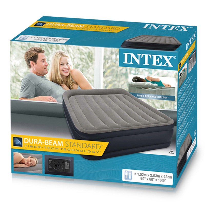 Colchón Inflable Eléctrico INTEX Fiber Tech 2 Plazas Dura-Beam 152x203x42