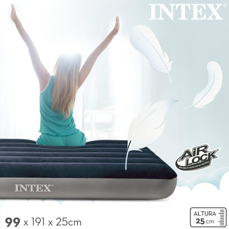 Colchón Inflable Twin INTEX 1 Plaza con Batería 2 Tiempos Dura-Beam Standard