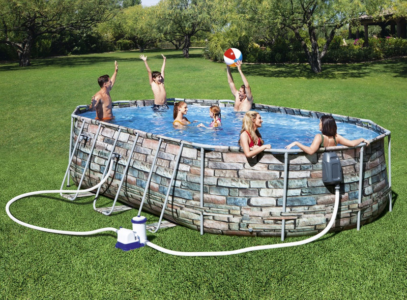 Piscina Estructural Bestway Power Steel Comfort Jet Series 6.10m x 3.66m x 1.22m, 20.241 Litros